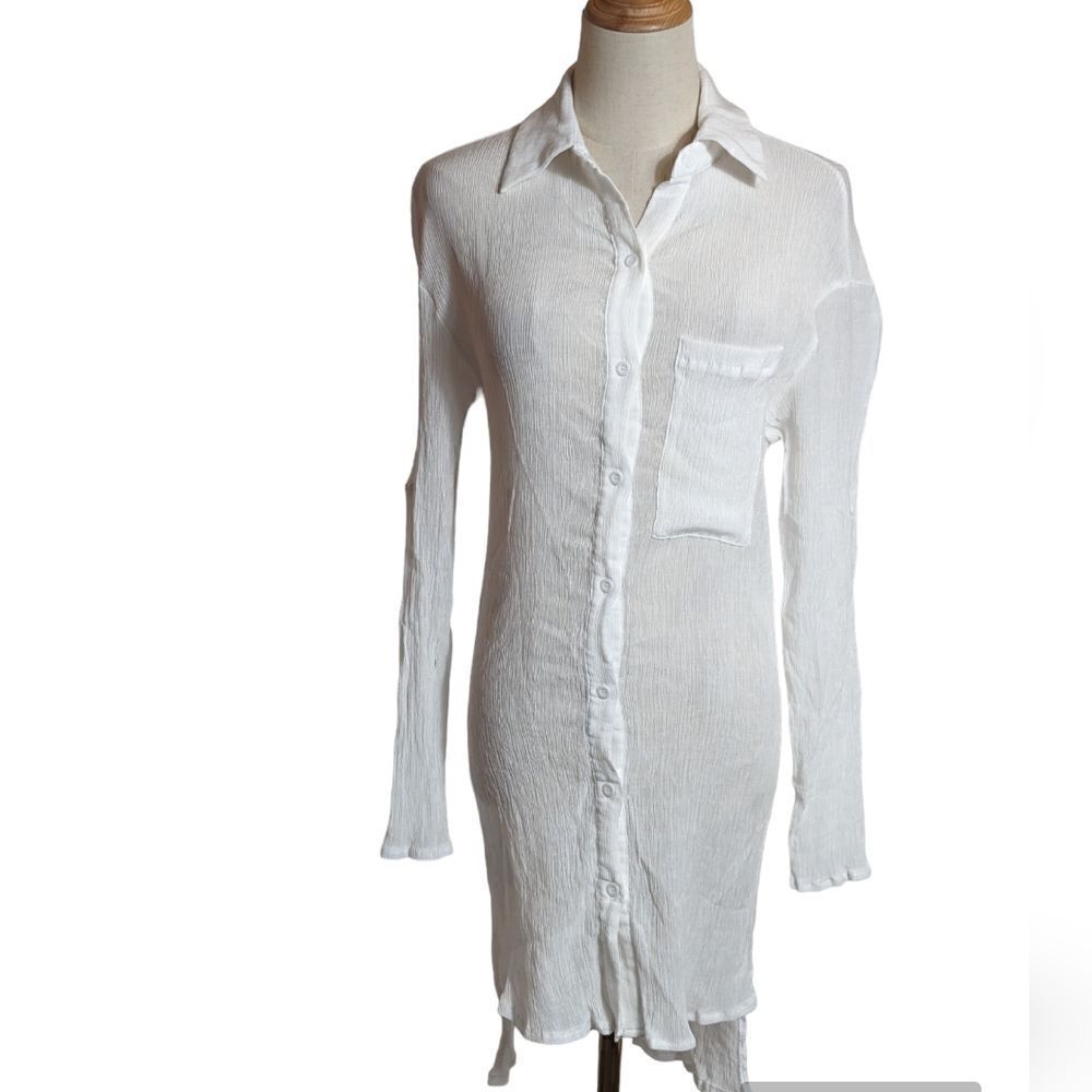 PrettyLittleThing White Sheer Mini Dress Top or Coverup